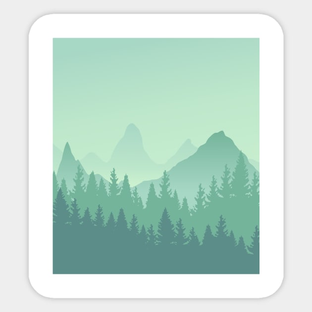 Forest pastel color silhouette Sticker by Faishal Wira